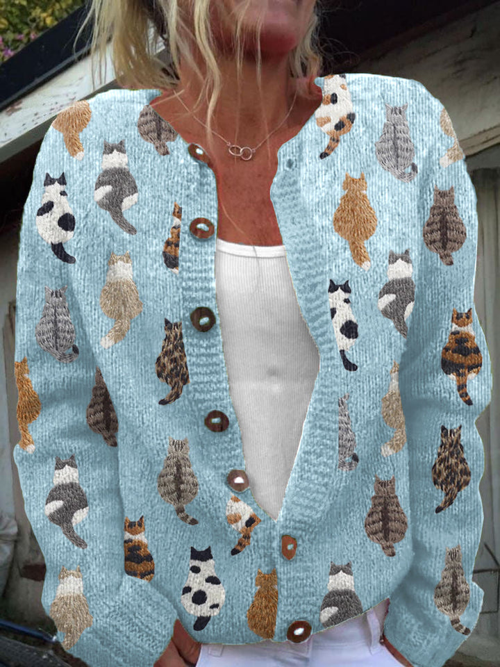 Charlotte™ | Cardigan con Stampa di Gatto Accogliente