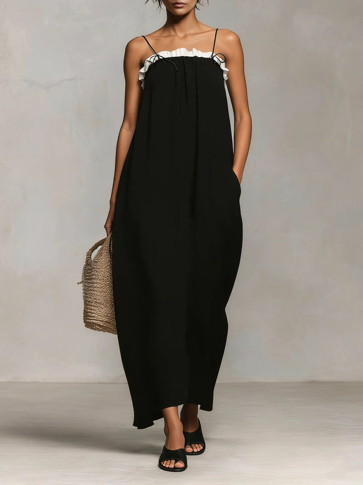 Mirelle™ | Vestito Maxi con Blocchi di Colore e Spalline a Spaghetti