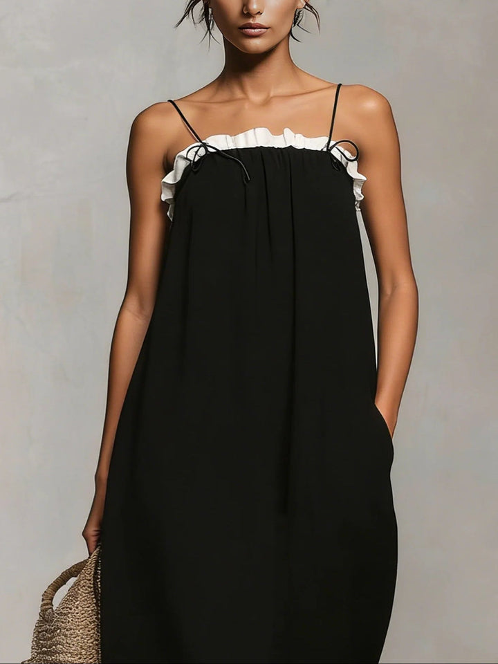 Mirelle™ | Vestito Maxi con Blocchi di Colore e Spalline a Spaghetti