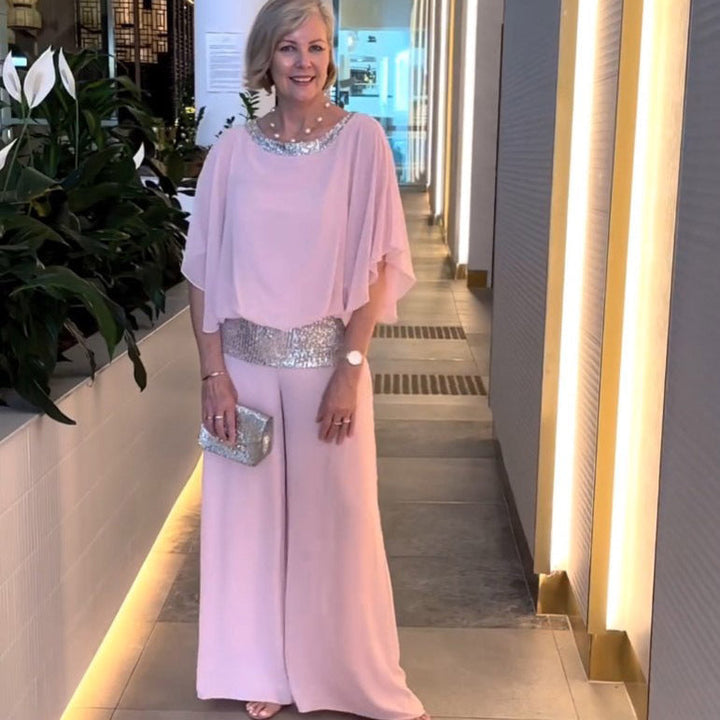 Mireya | Elegante Completo di Pantaloni a Gamba Larga in Due Pezzi per la Notte