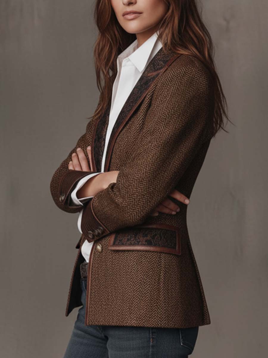 Blazer da Donna in Pannello Stampa Herringbone