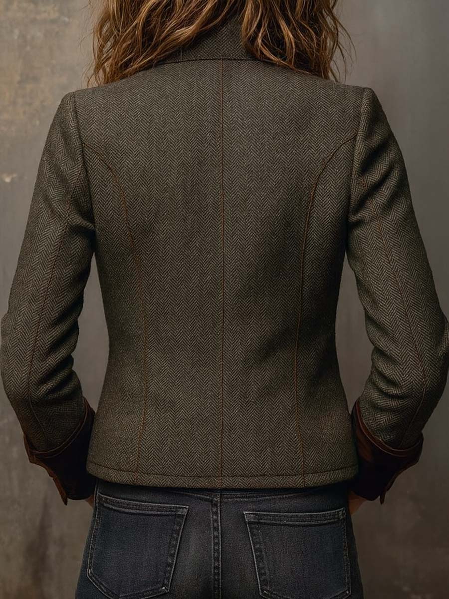 Blazer Vintage da Donna con Contrasto a Vento