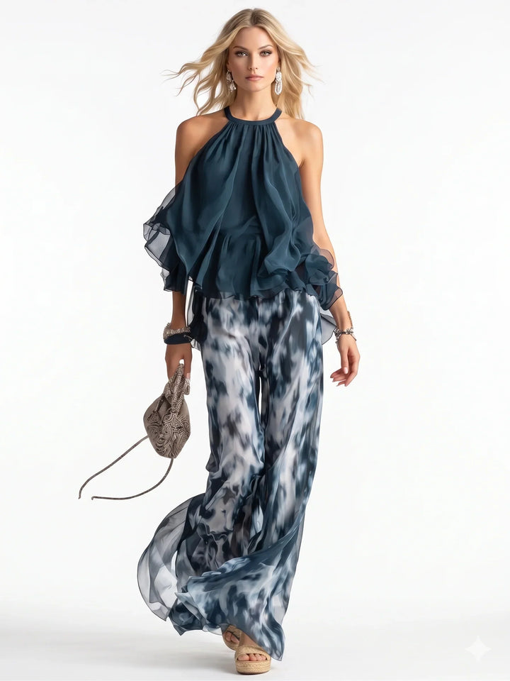 Set elegante in chiffon a due pezzi