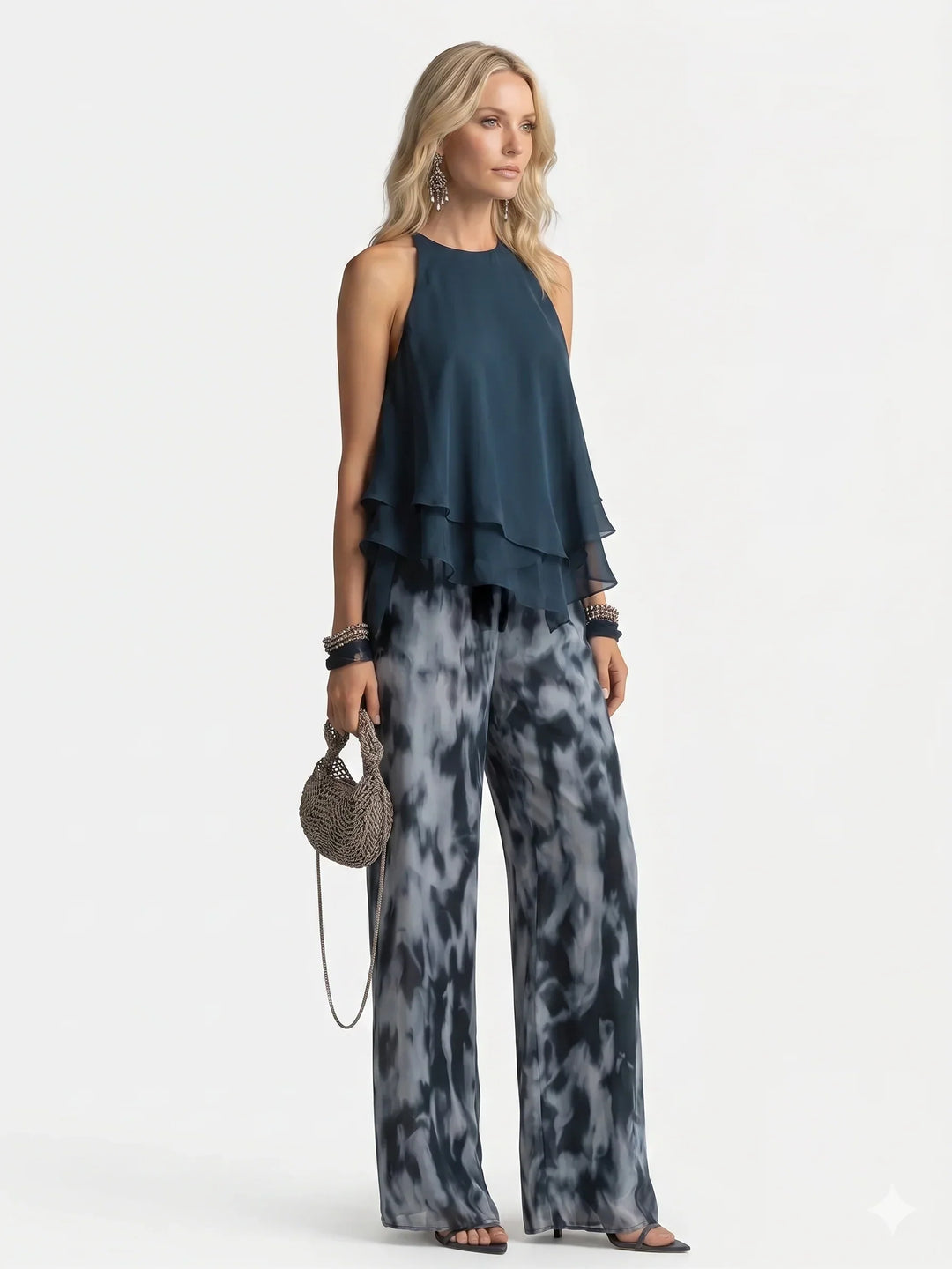 Set elegante in chiffon a due pezzi