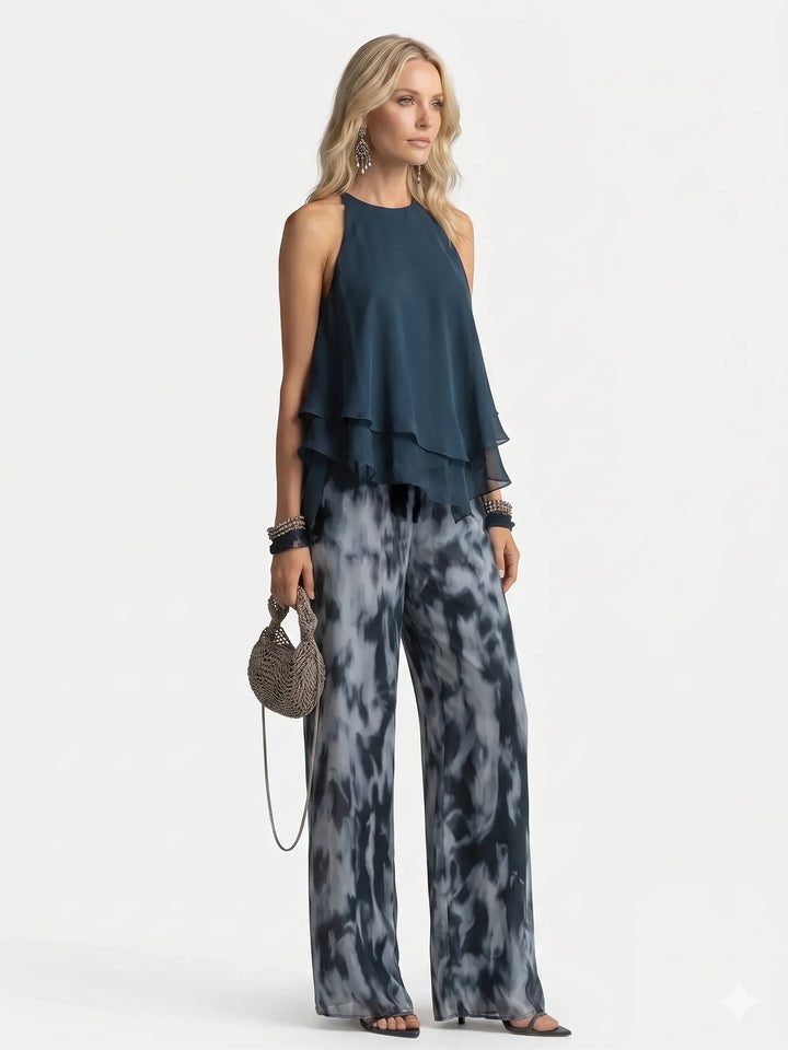 Set elegante in chiffon a due pezzi