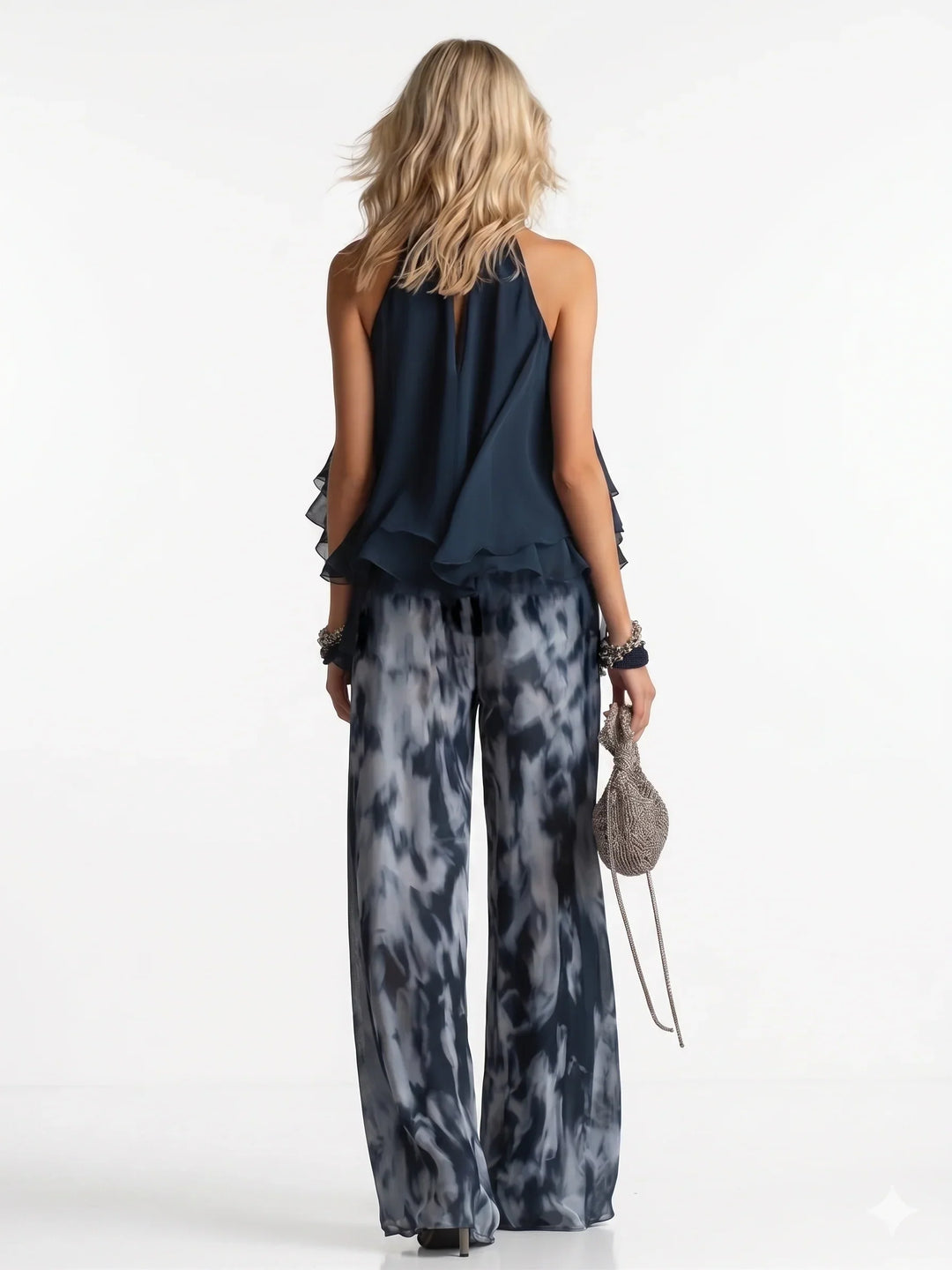 Set elegante in chiffon a due pezzi
