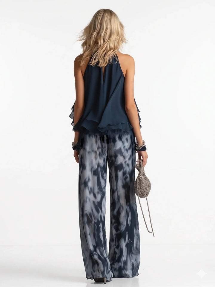 Set elegante in chiffon a due pezzi