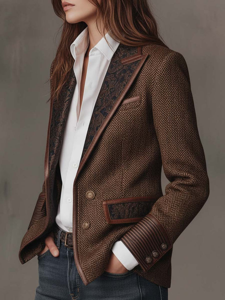 Blazer da Donna in Pannello Stampa Herringbone
