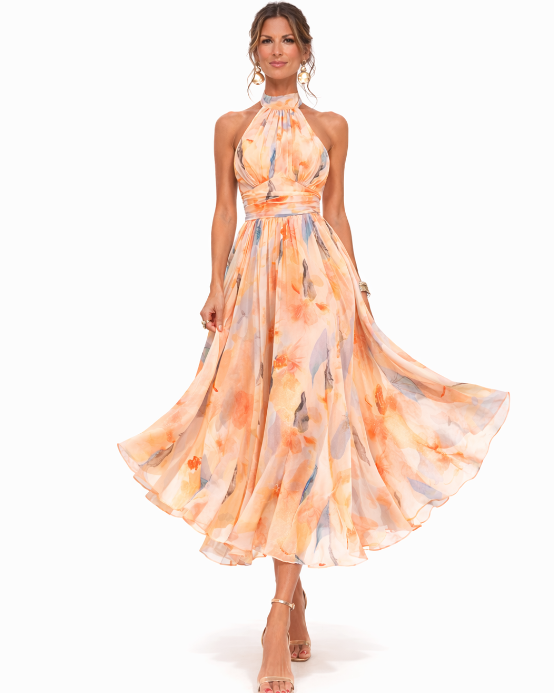 Aurora™ | Vestito con Collo Halter e Stampa Acquerello