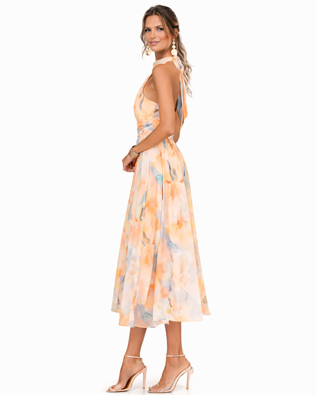 Aurora™ | Vestito con Collo Halter e Stampa Acquerello