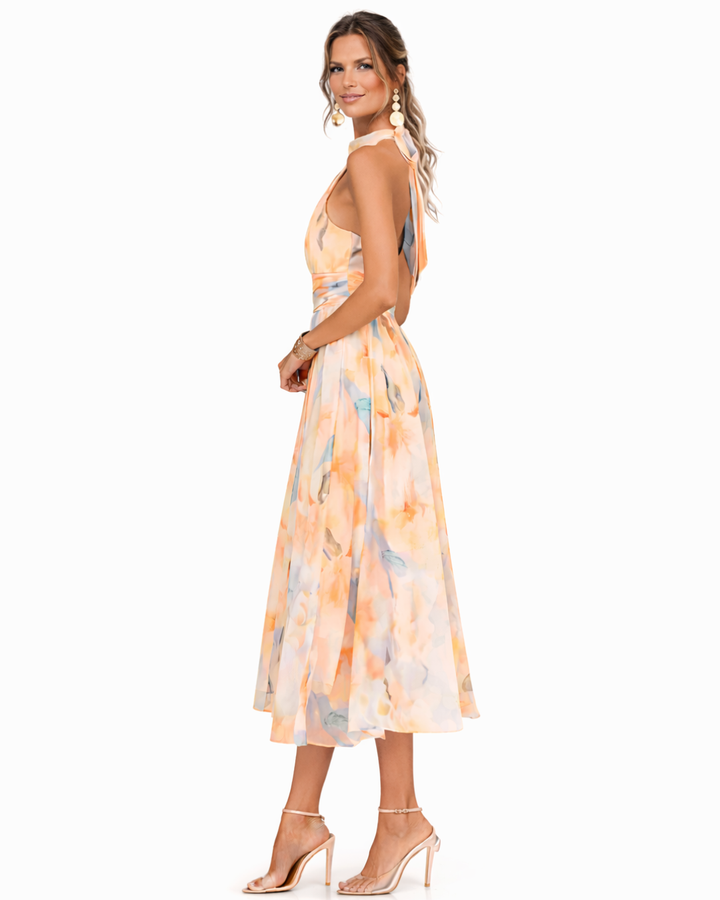Aurora™ | Vestito con Collo Halter e Stampa Acquerello