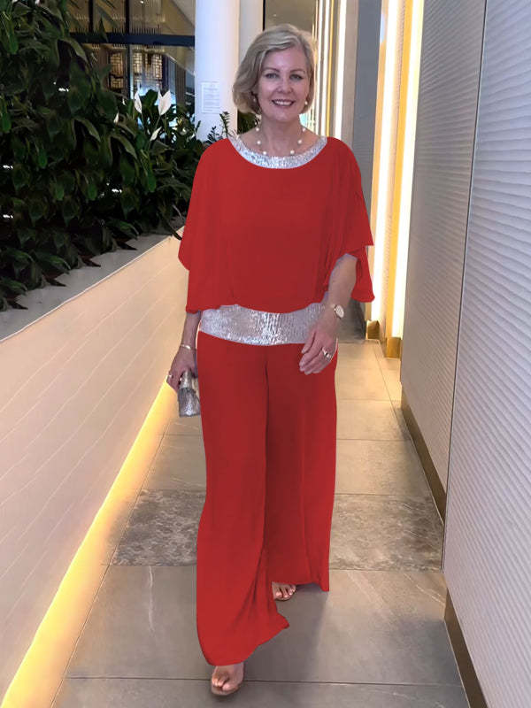 Mireya | Elegante Completo di Pantaloni a Gamba Larga in Due Pezzi per la Notte