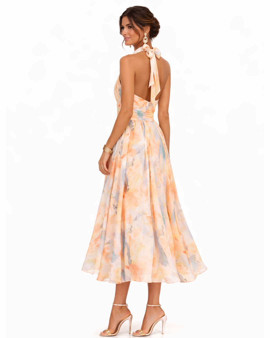 Aurora™ | Vestito con Collo Halter e Stampa Acquerello