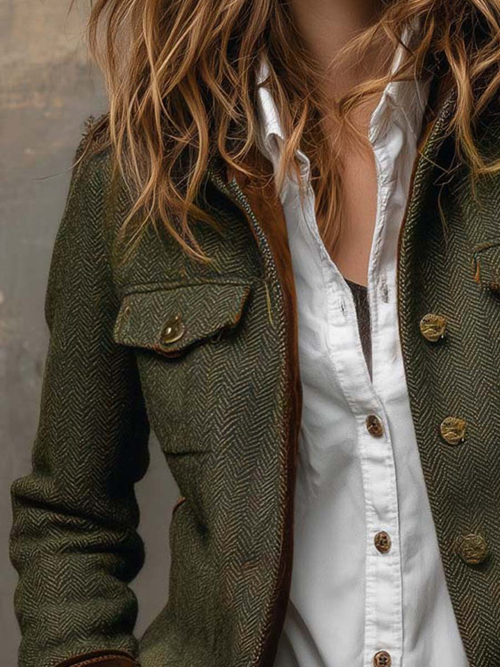 Blazer Vintage da Donna con Contrasto a Vento