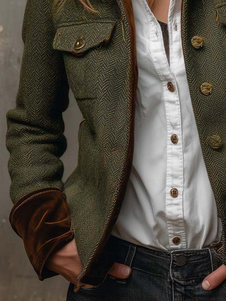 Blazer Vintage da Donna con Contrasto a Vento
