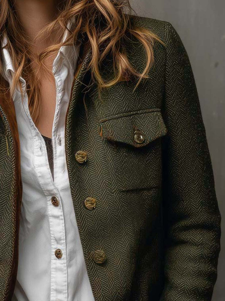 Blazer Vintage da Donna con Contrasto a Vento