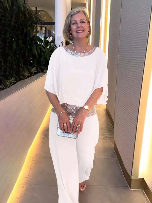 Mireya | Elegante Completo di Pantaloni a Gamba Larga in Due Pezzi per la Notte
