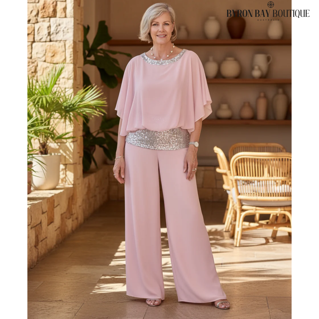 Mireya | Elegante Completo di Pantaloni a Gamba Larga in Due Pezzi per la Notte