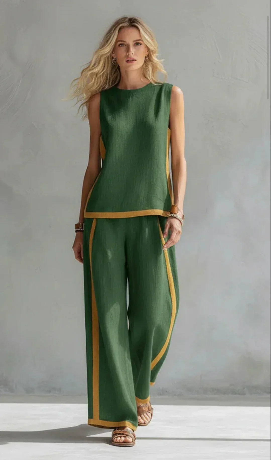 Ursula - Completo Elegante e Casual di Gilet e Pantaloni con Finiture Bicolori