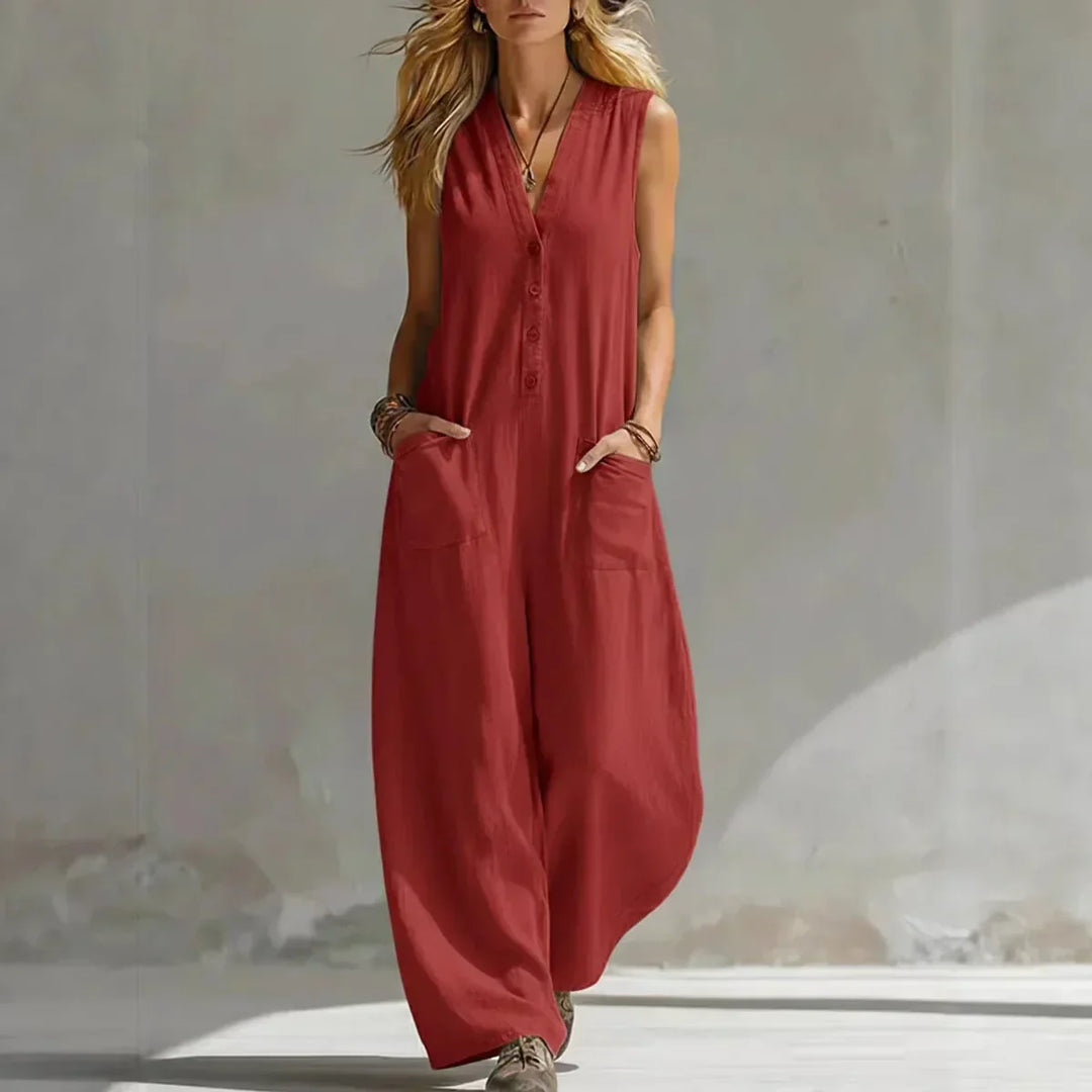 Liora | Salopette in Lino e Cotone Senza Maniche Casual
