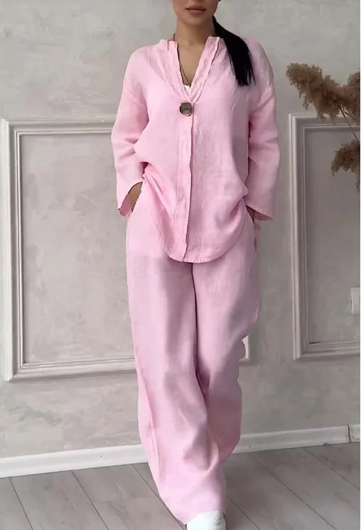Mariana | Completo Casual con Scollatura a V e Pantaloni a Gamba Larga