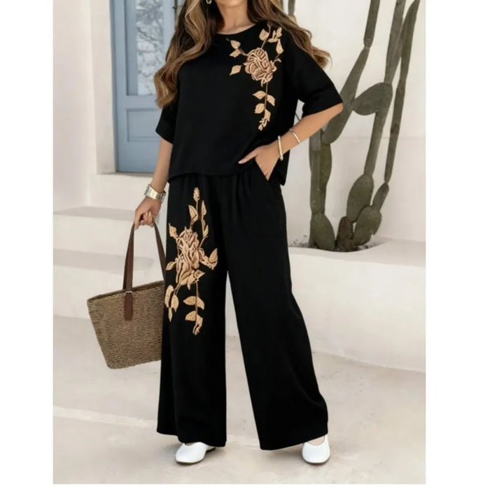 Felena | Completo di Pantaloni Ampi Ricamati Eleganti