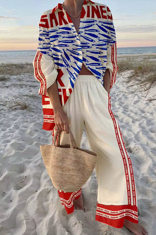 Linda | Elegante Completo Estivo a Due Pezzi con Stampa Larga