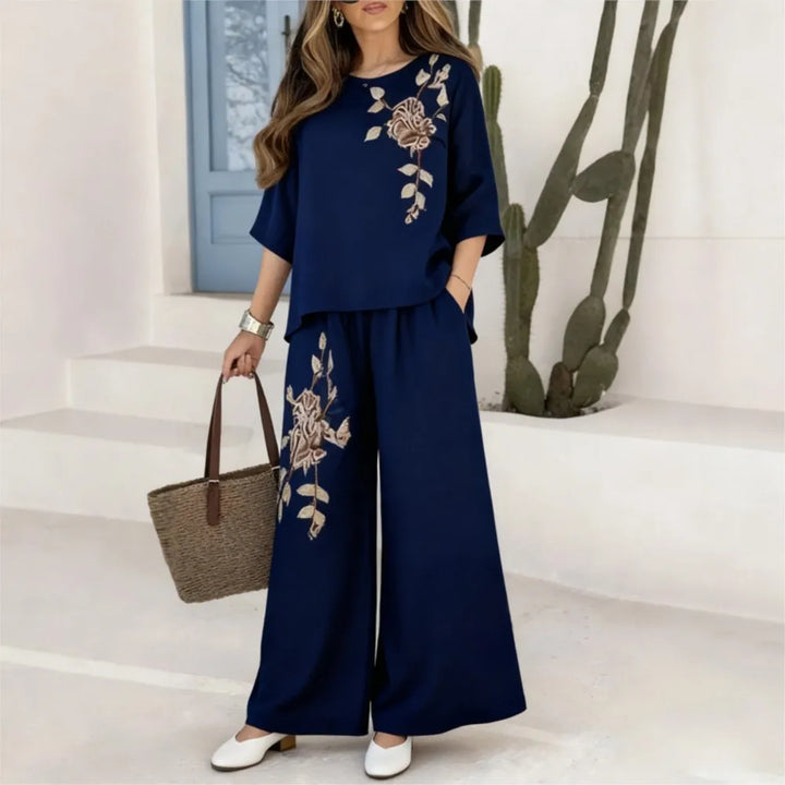Felena | Completo di Pantaloni Ampi Ricamati Eleganti