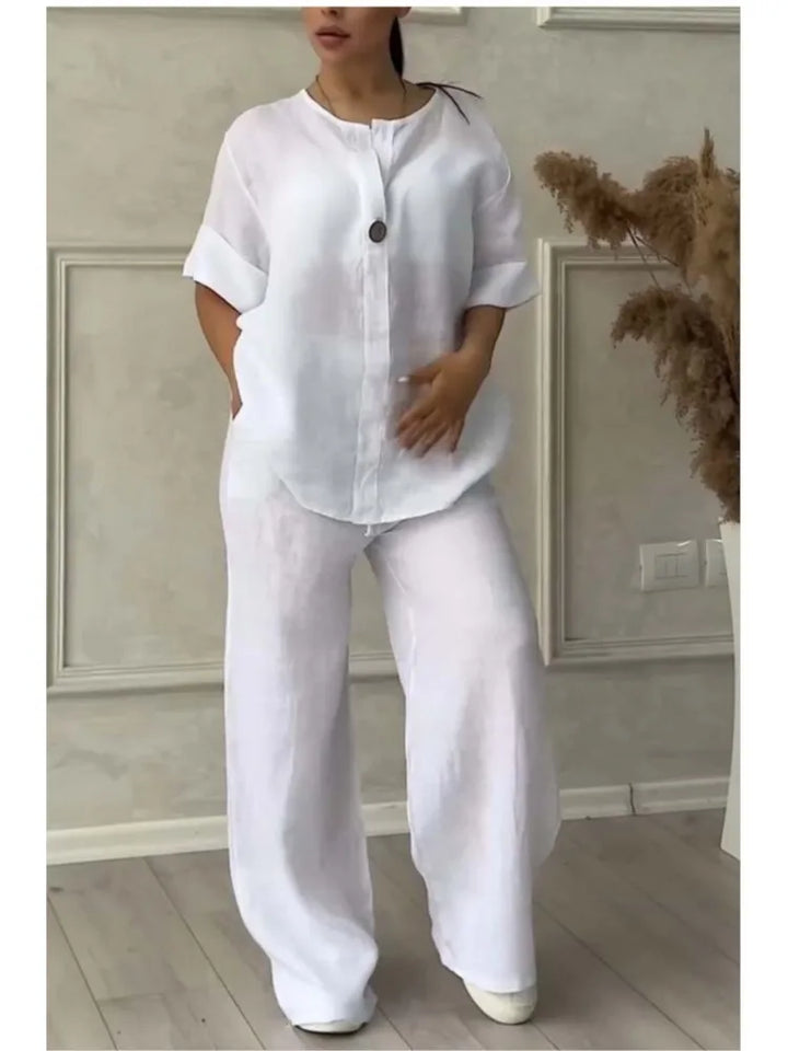 Mariana | Completo Casual con Scollatura a V e Pantaloni a Gamba Larga
