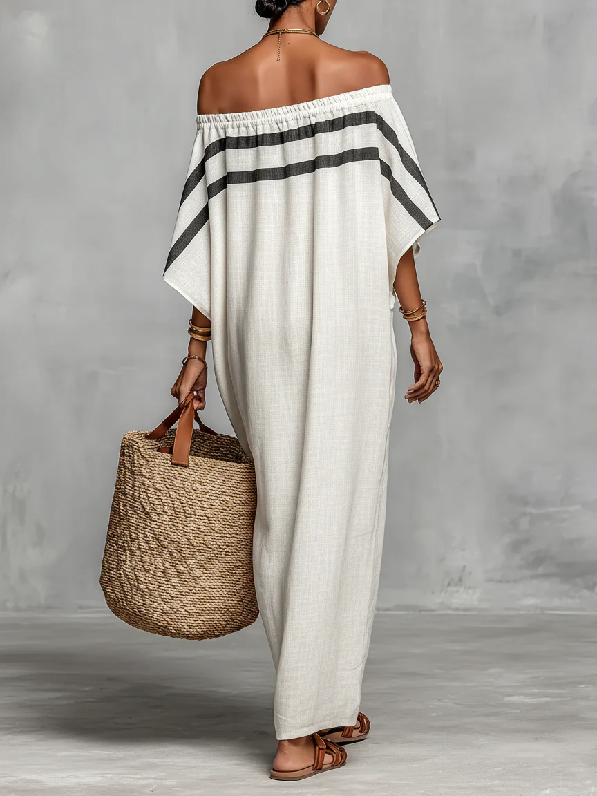 Aveline™ | Vestito Maxi Off-Shoulder con Maniche a Pipistrello