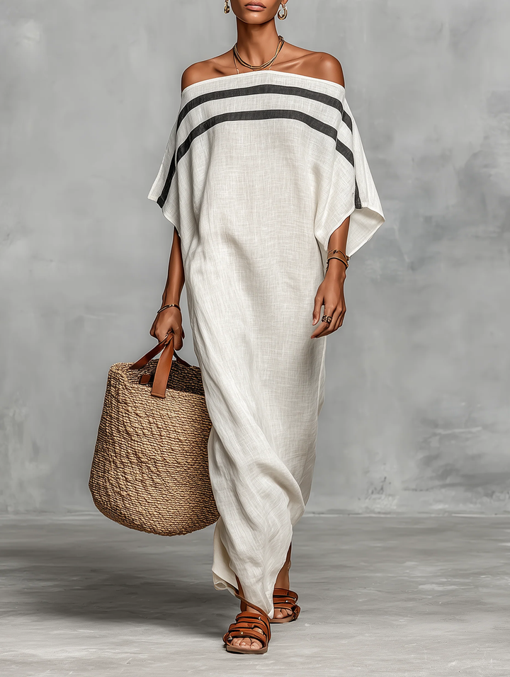 Aveline™ | Vestito Maxi Off-Shoulder con Maniche a Pipistrello