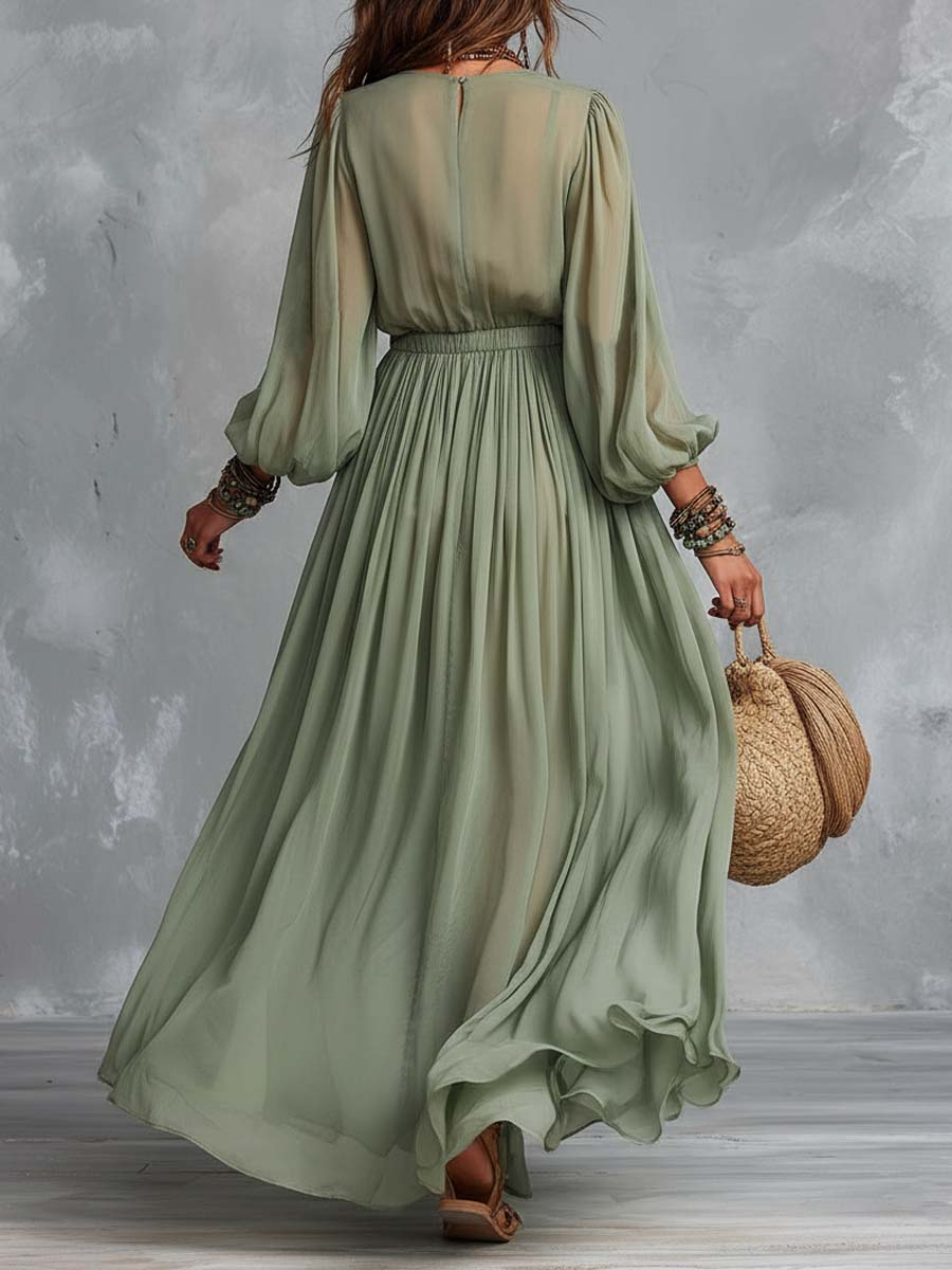 Élodine™ | Vestito Maxi Bohemien con Stampa Floreale