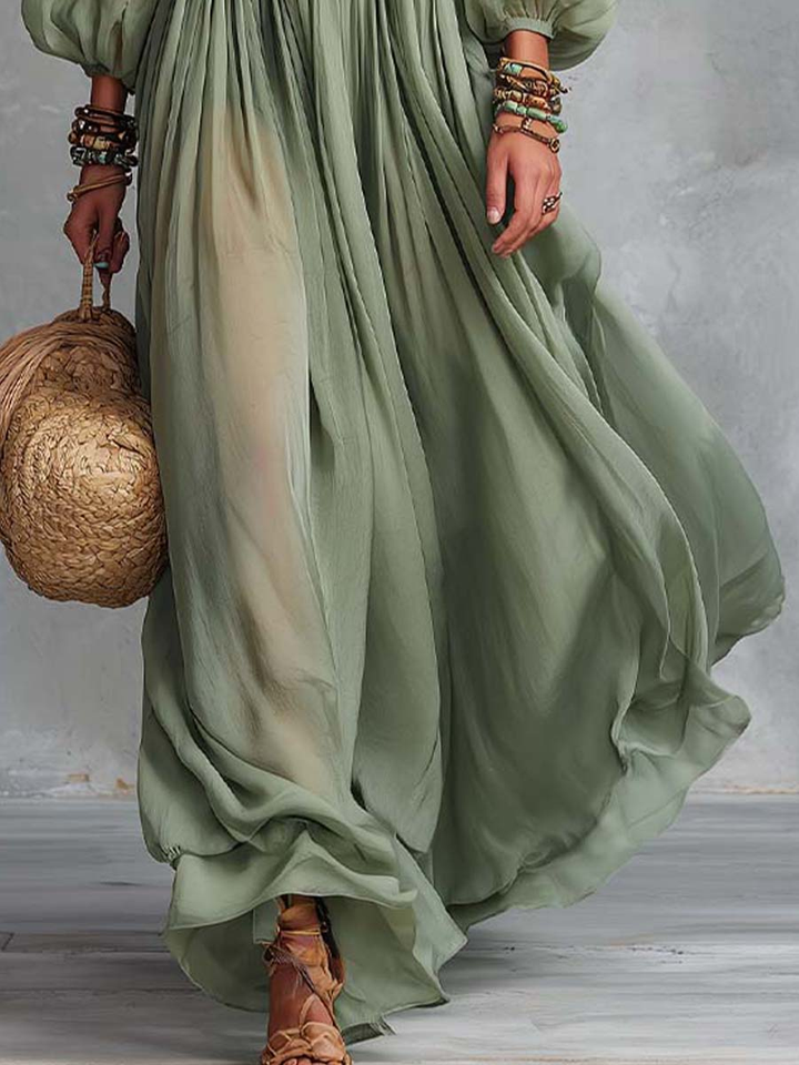 Élodine™ | Vestito Maxi Bohemien con Stampa Floreale