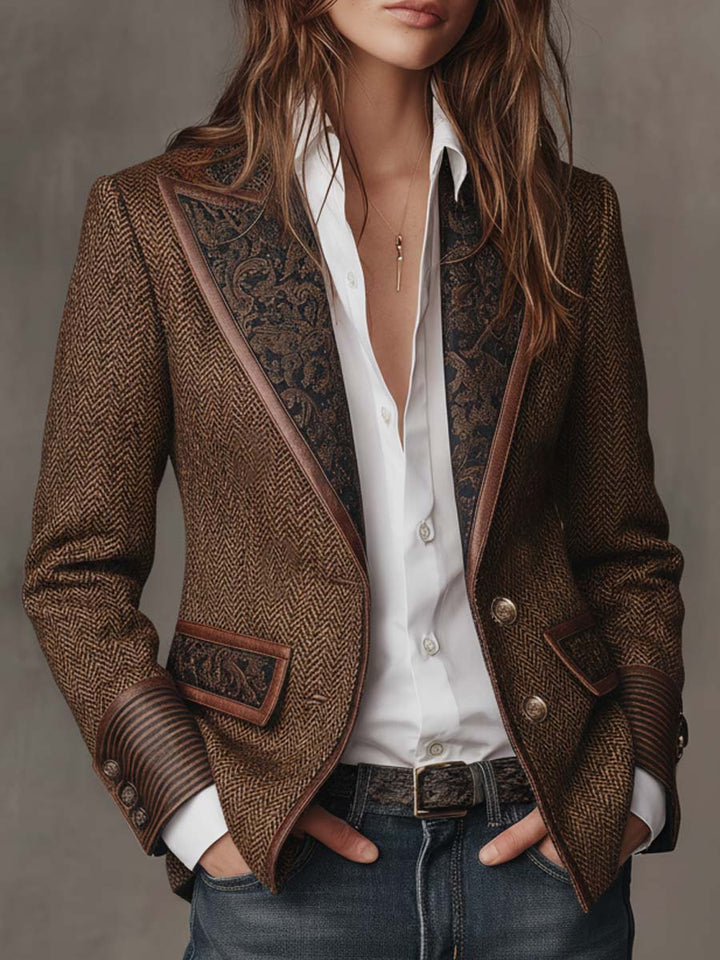 Blazer da Donna in Pannello Stampa Herringbone