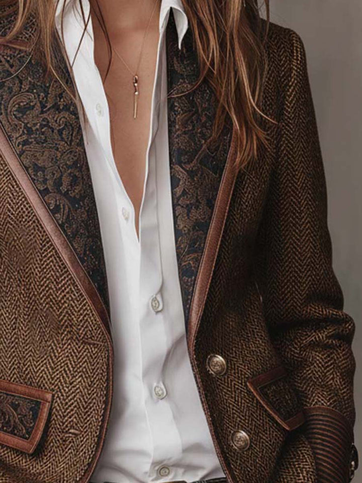 Blazer da Donna in Pannello Stampa Herringbone