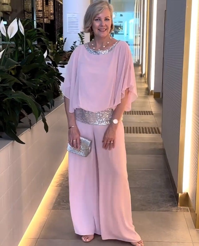 Mireya | Elegante Completo di Pantaloni a Gamba Larga in Due Pezzi per la Notte