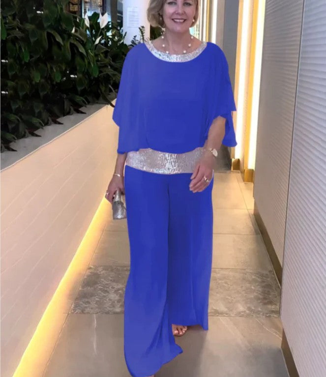 Mireya | Elegante Completo di Pantaloni a Gamba Larga in Due Pezzi per la Notte