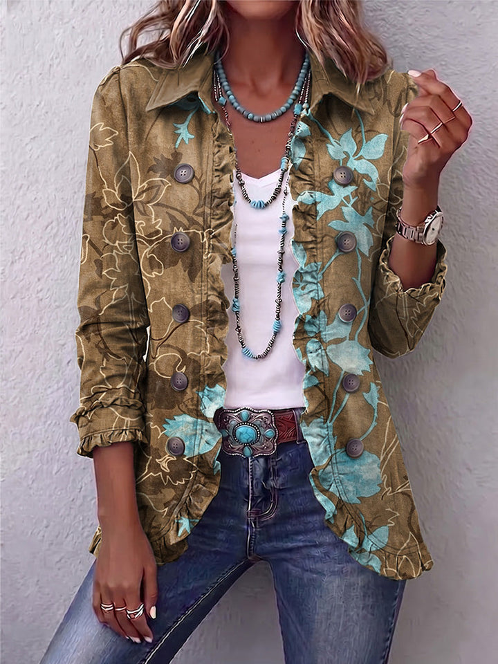 Sundara™ | Giacca Vintage Floreale con Volant Boho