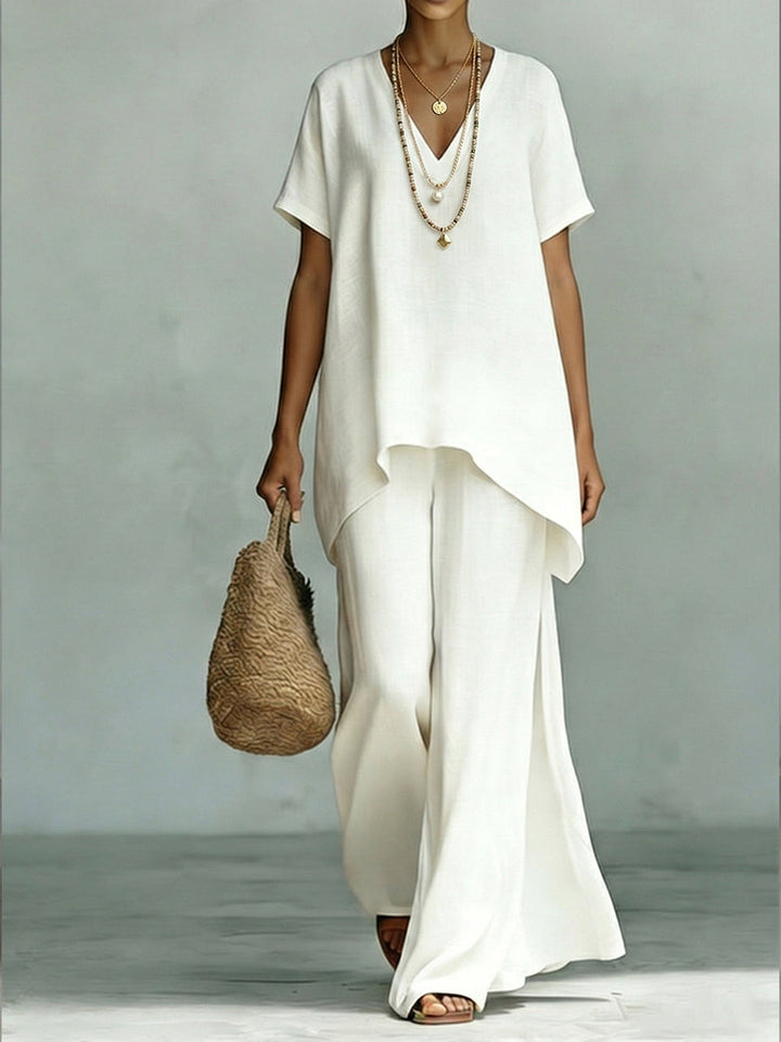 Elenia | Completo Elegante in Lino e Cotone a Due Pezzi