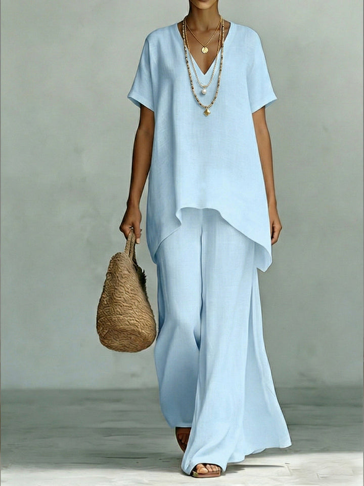 Elenia | Completo Elegante in Lino e Cotone a Due Pezzi