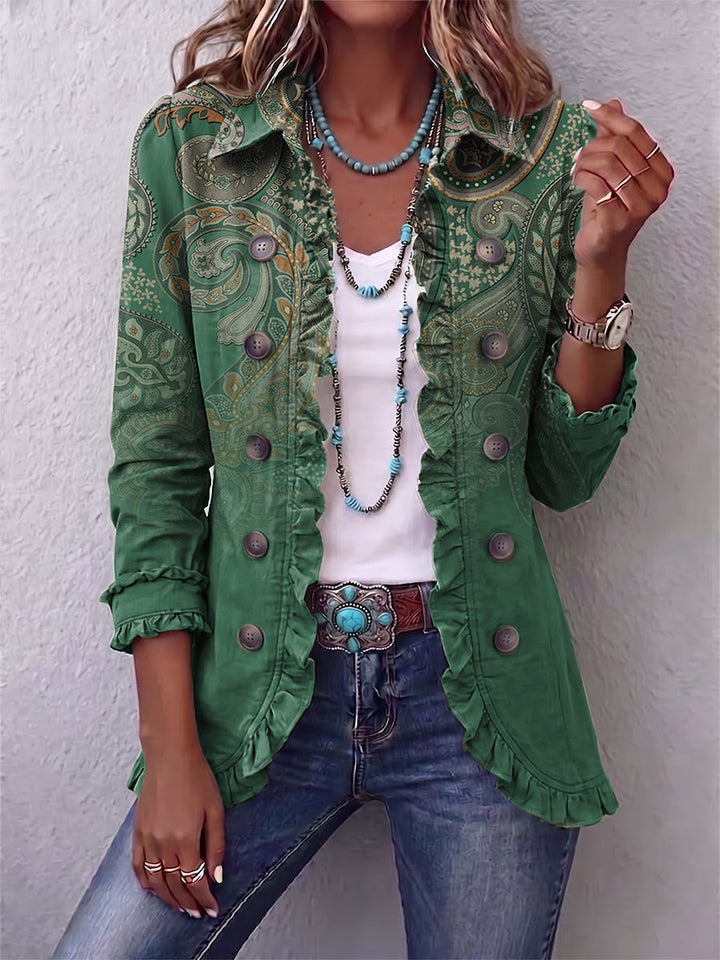 Jemara™ | Giacca Arricciata con Stampa Paisley Bohemien