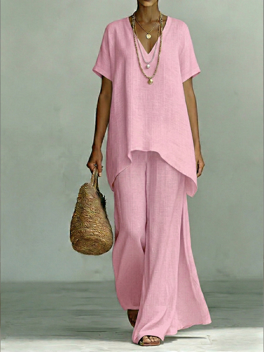 Elenia | Completo Elegante in Lino e Cotone a Due Pezzi