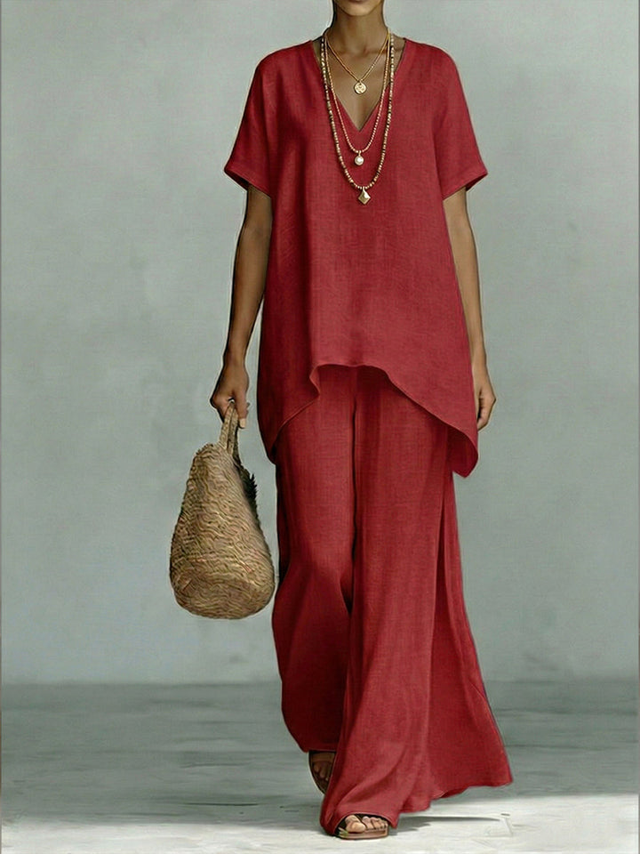 Elenia | Completo Elegante in Lino e Cotone a Due Pezzi