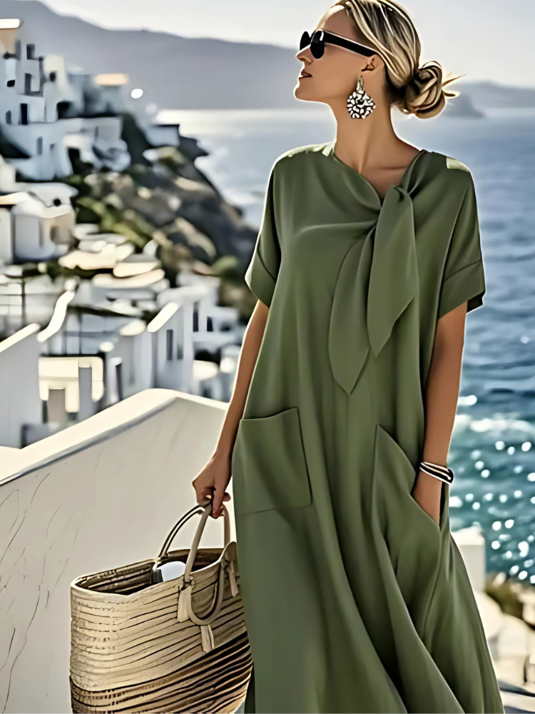 Janet | Vestito Maxi Elegante Estivo con Taglio Lungo e Tasche